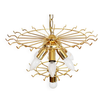 Italian chandelier in brass and smoked glass