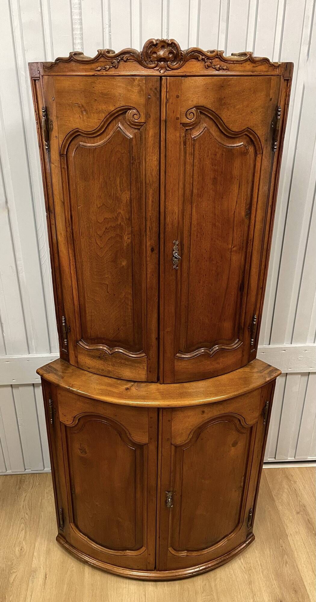 Double Body Corner Cabinet in Walnut from the end of the 19th century