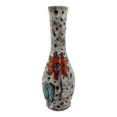 Vase vintage Vallauris attribué à l'atelier La Roue – décor floral A707