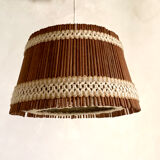 Vintage wool and rattan pendant lamp