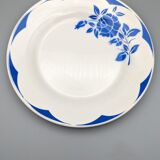 Series of 6 vintage art deco plates Digoin Sarreguemines Corsica blue flowers