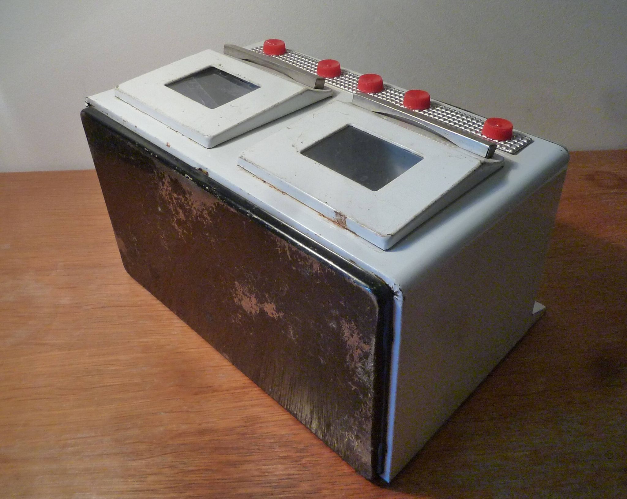 Small metal stove, vintage toy 1950s