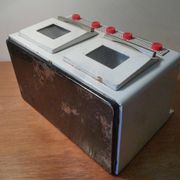 Small metal stove, vintage toy 1950s