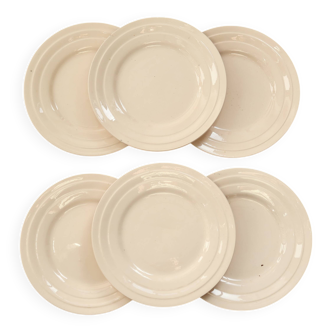 6 vintage pale pink earthenware dessert plates