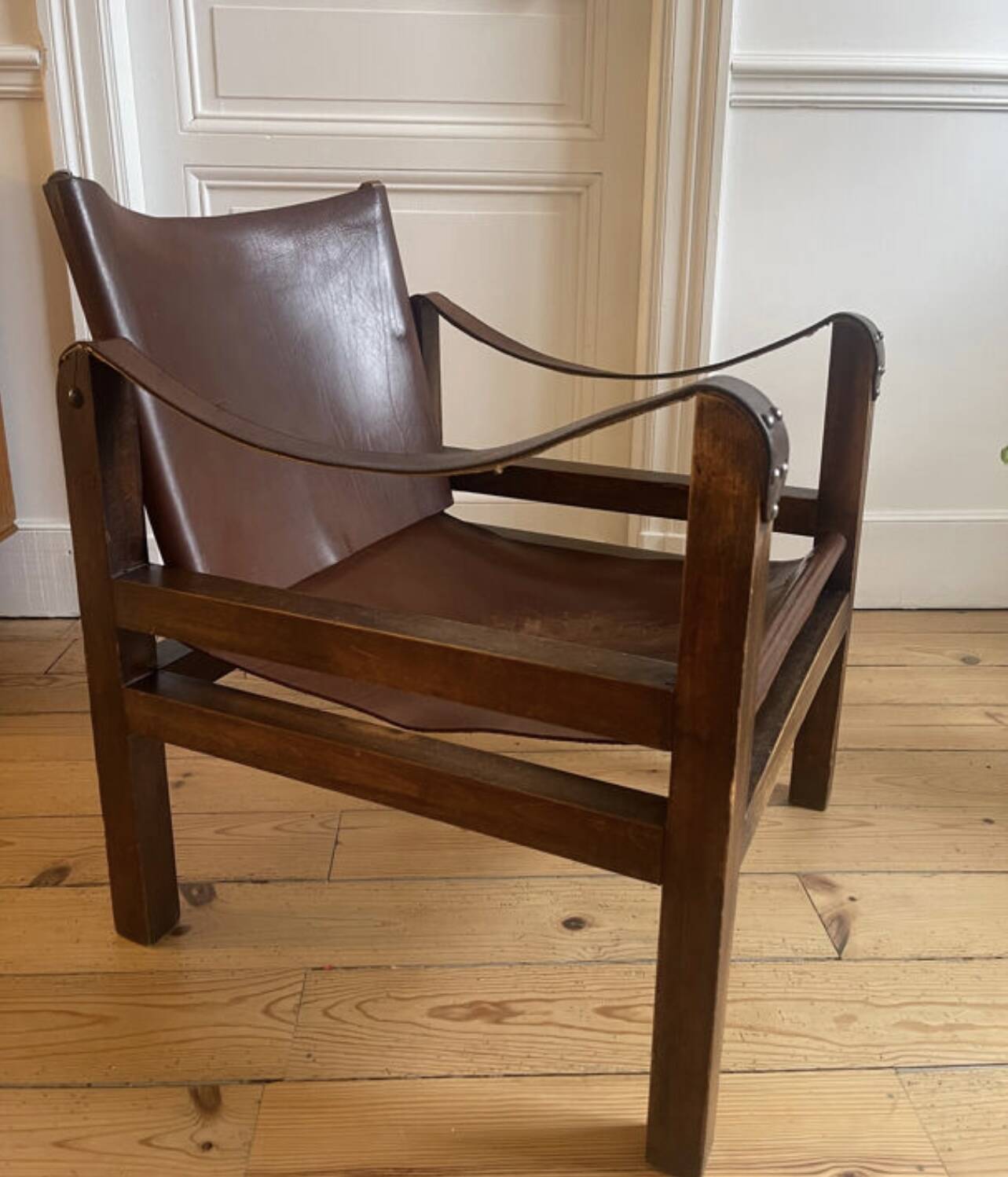 Vintage leather Safari armchair