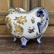 Gien earthenware cache pot from the late 19th century with Renaissance decoration.