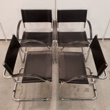 Set of 4 black armchairs