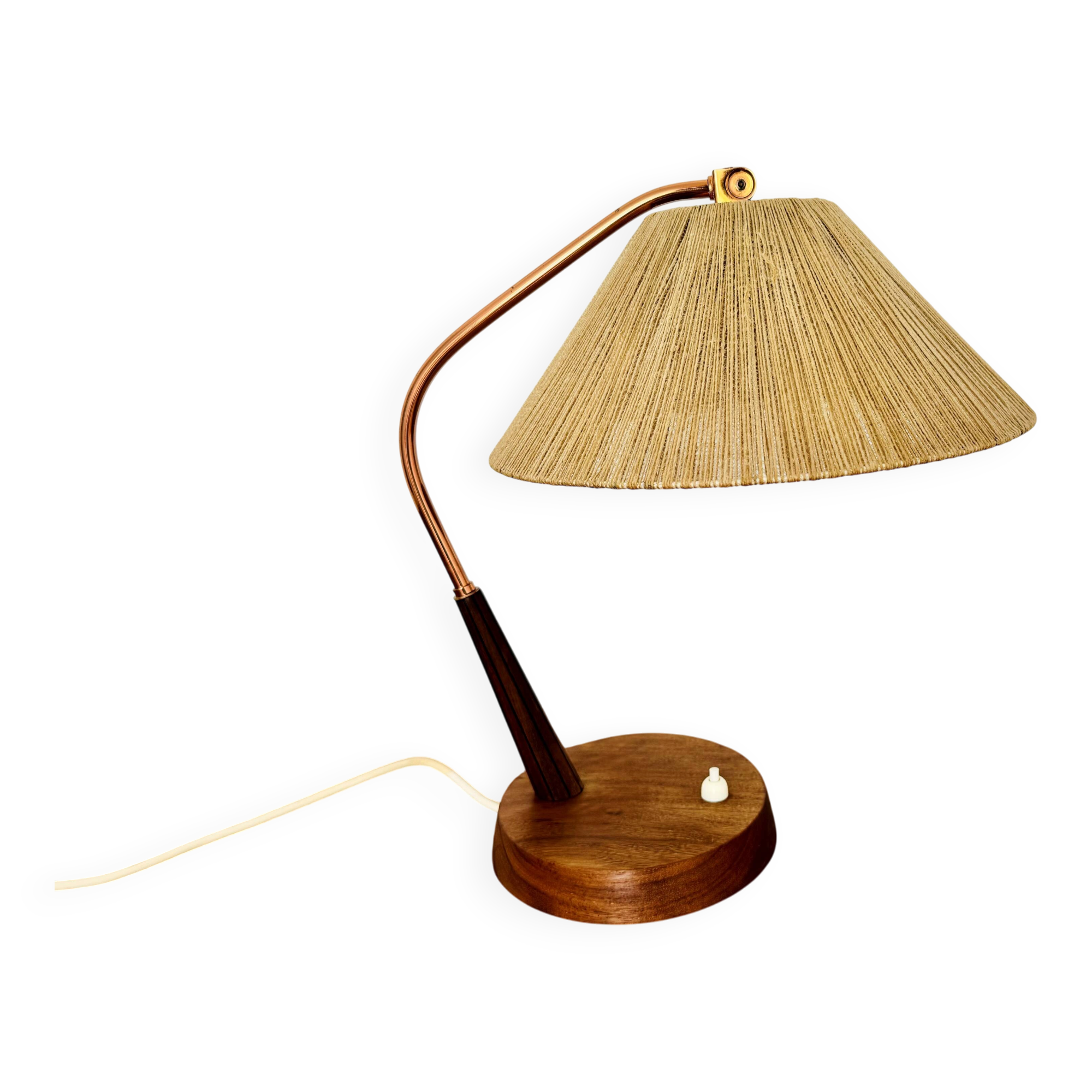 Lampe de table en sisal et teck par Temde