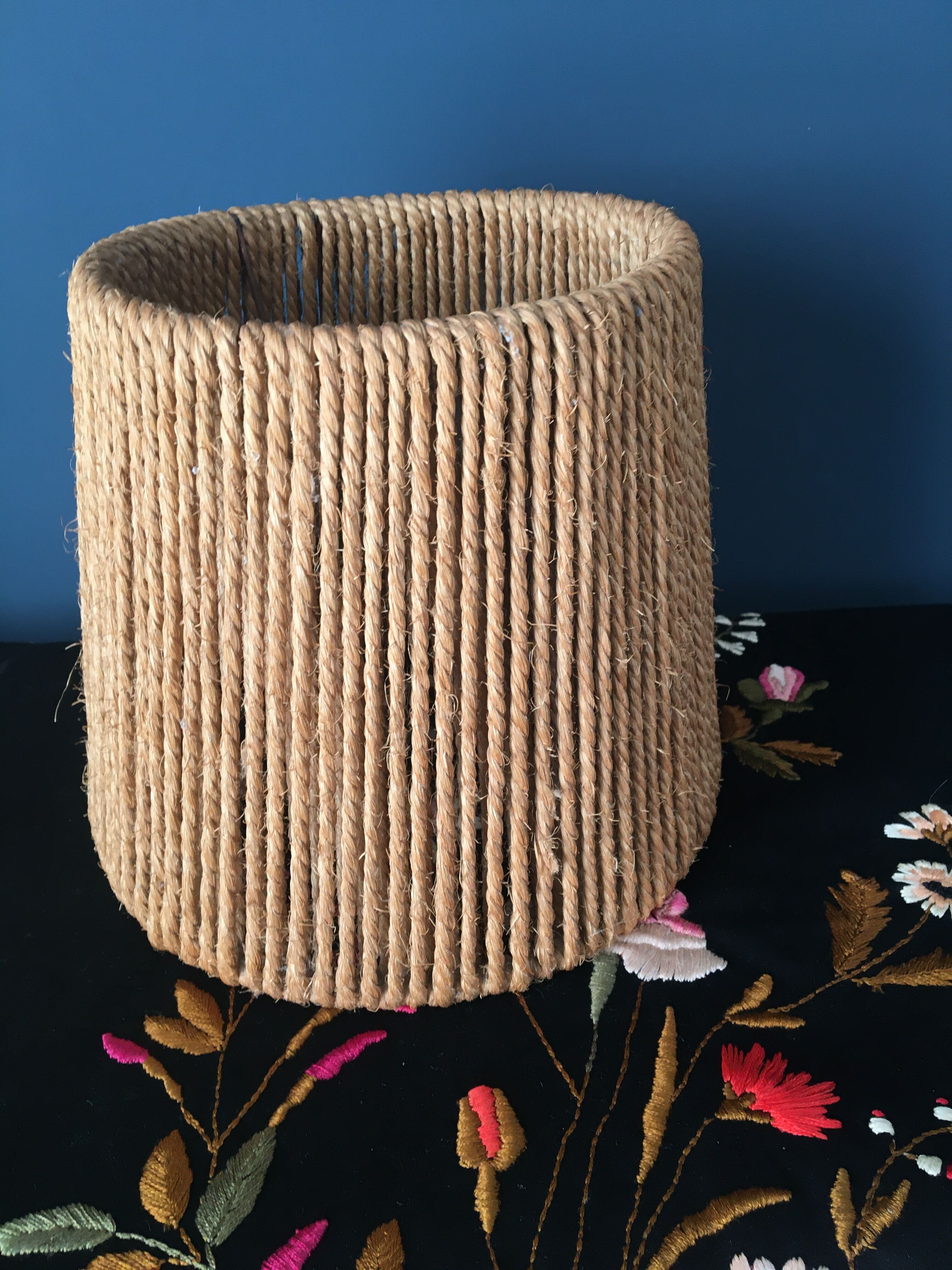 Terracotta lamp, string blinds, cable and vintage switch