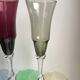Set of 5 colorful champagne flutes feet worked 60-70s