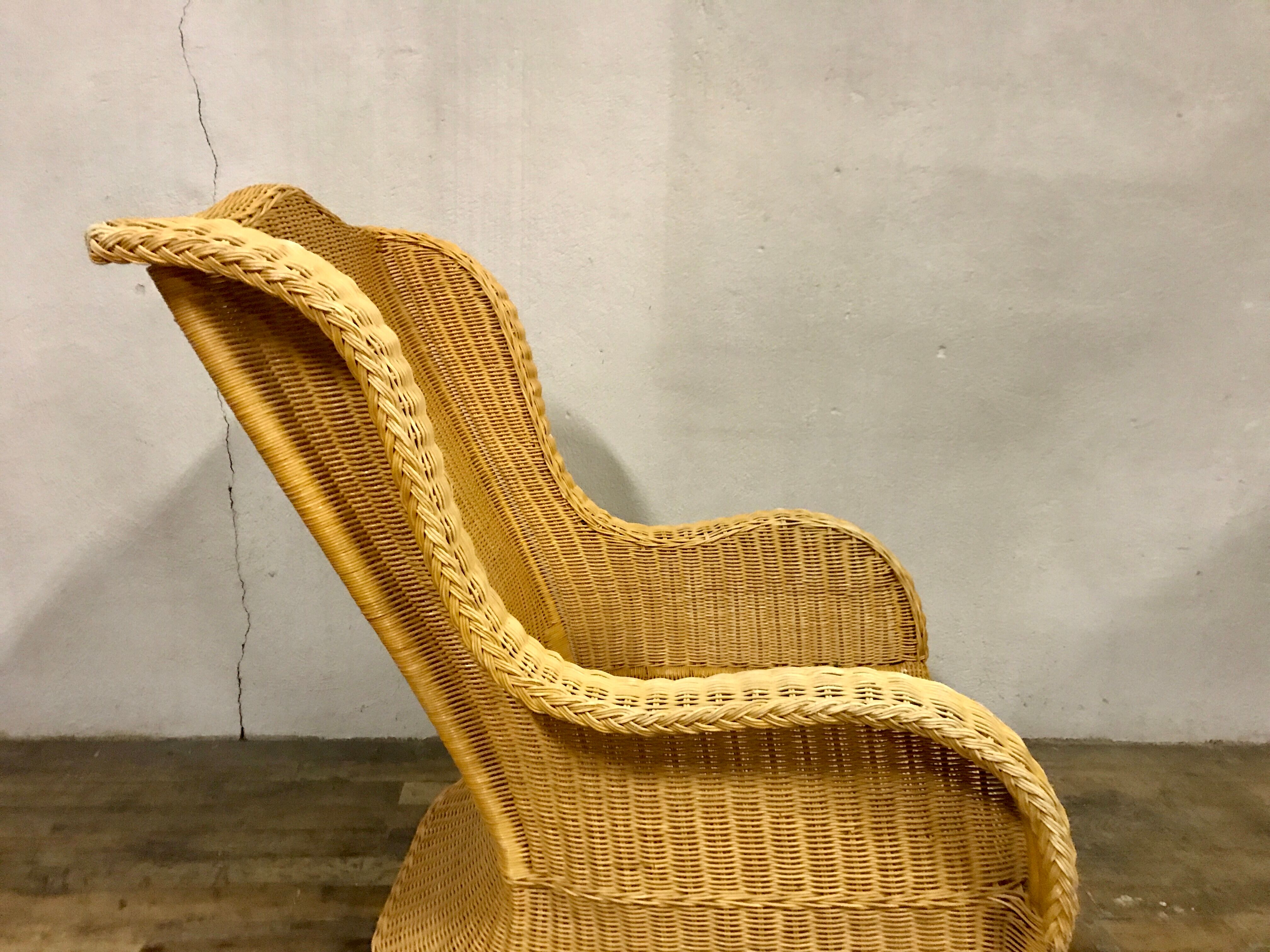 Fauteuil en rotin bambou osier 1950/1960 vintage