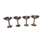Lot 4 silver metal champagne glasses 1950/60