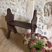 Small brutalist wooden bench