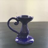 Indigo earthenware candlestick