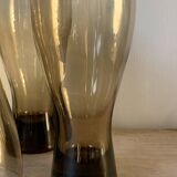 Six large smoked blown glasses 1970