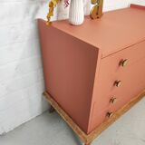 Vintage terracotta legs compass chest of drawers