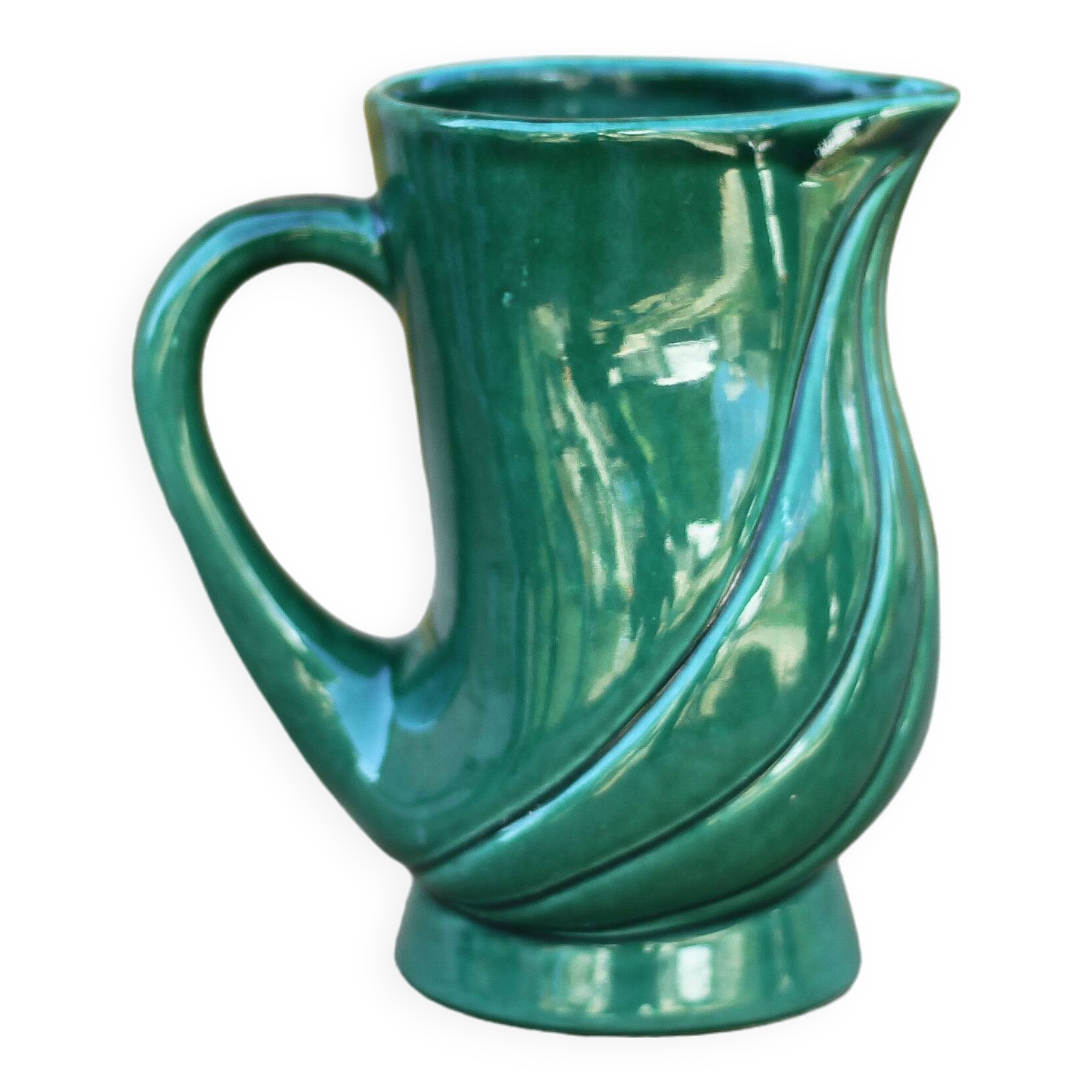 Vintage pitcher, vintage vase, Poët Laval turban model pitcher, PL France, vintage carafe, decoration