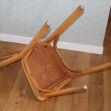 4 BAUMANN N°12 chairs in black skai and light beech
