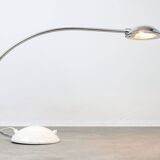 Vintage arc table lamp in white and chrome from meblo, 1980s