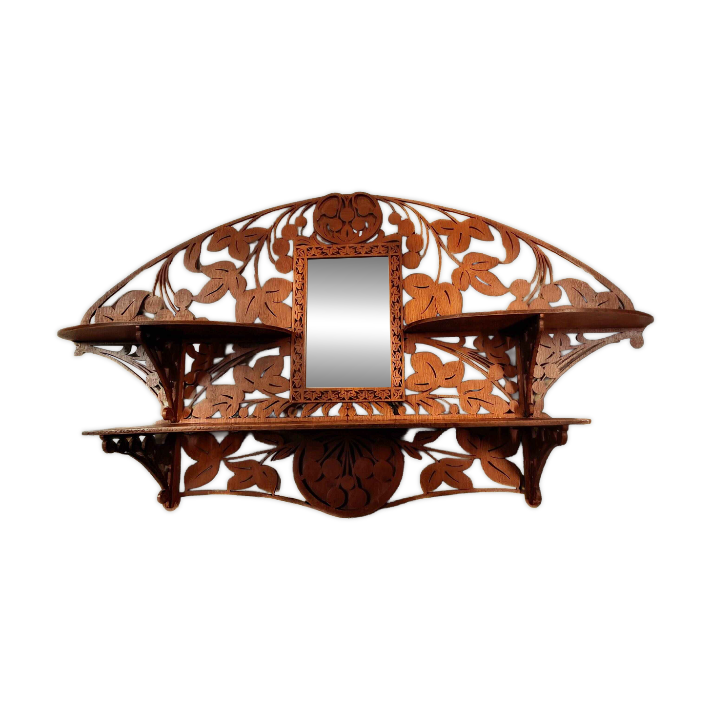 Wall shelf in carved wood and mirror – Art Nouveau style