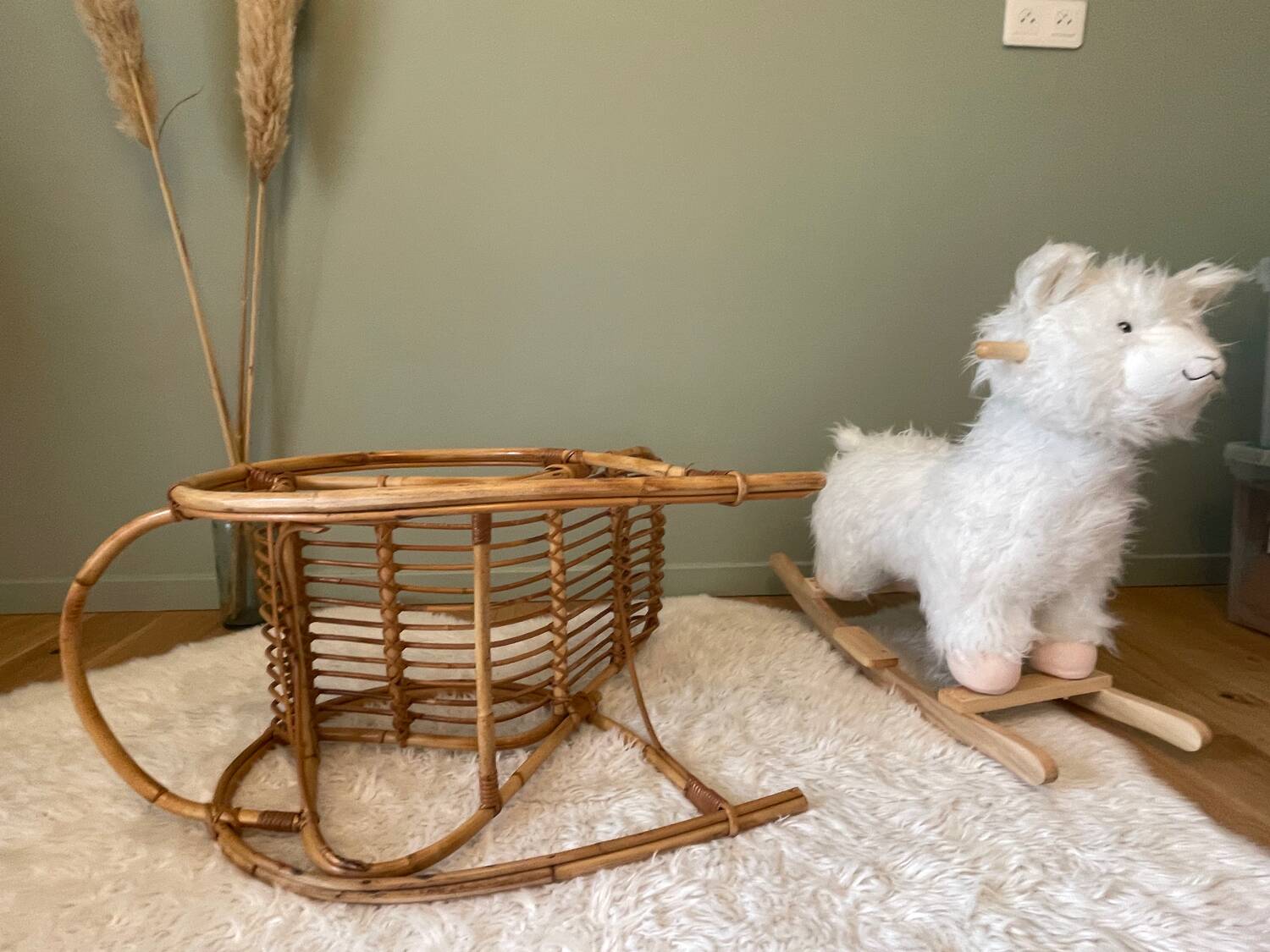 Vintage rattan rocking chair for children