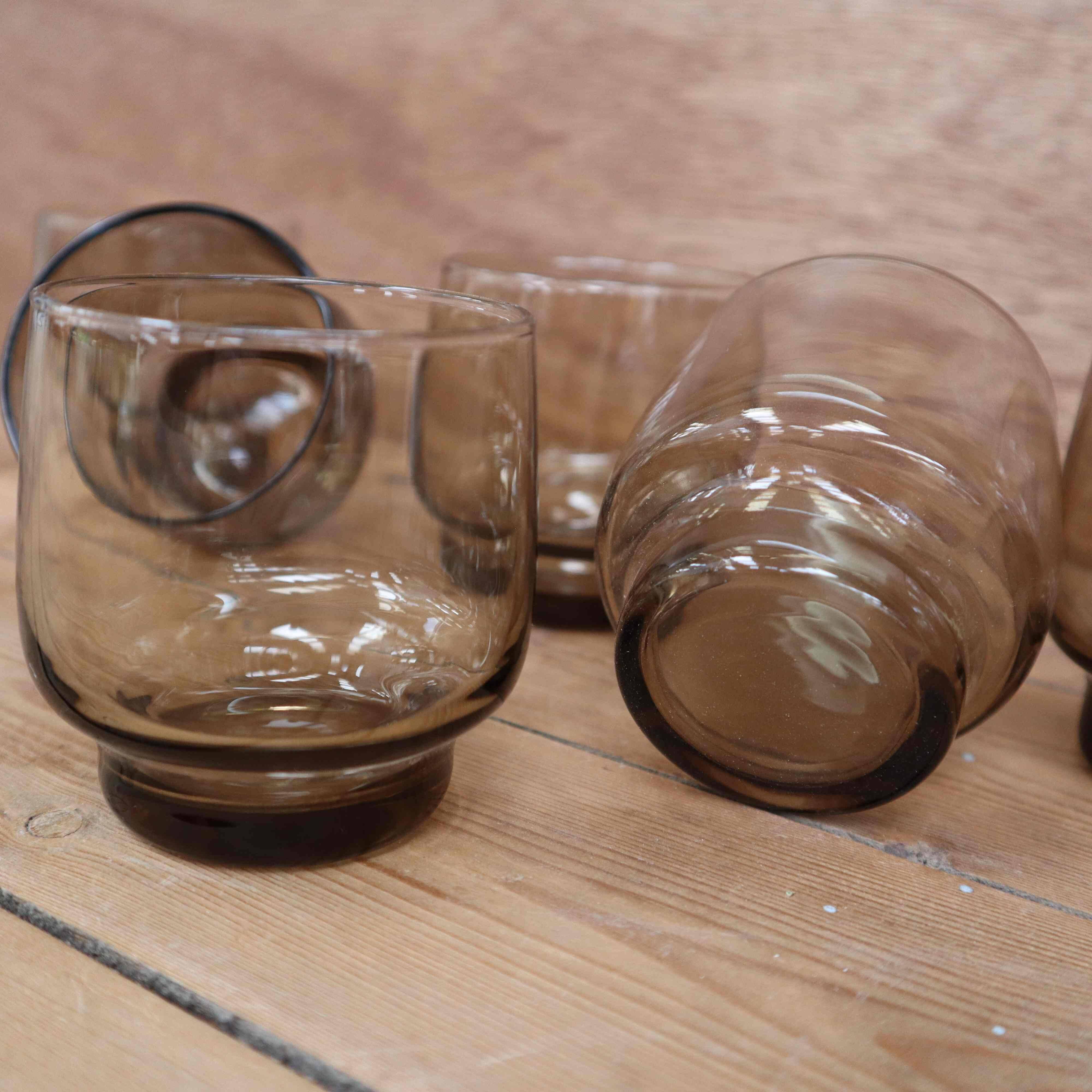 Set of 6 medium luminarc smoked glass glasses