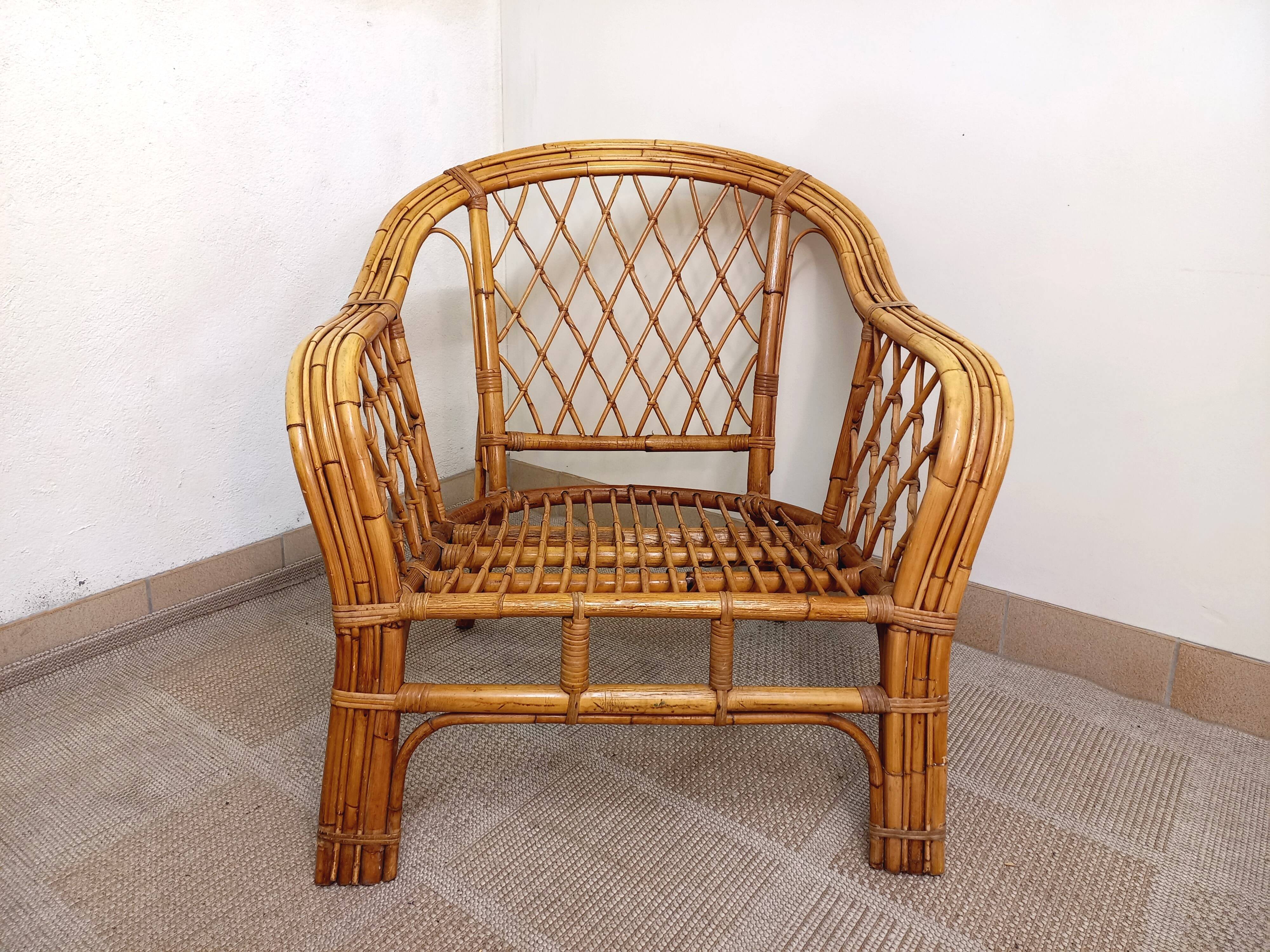Vintage rattan armchair 60s