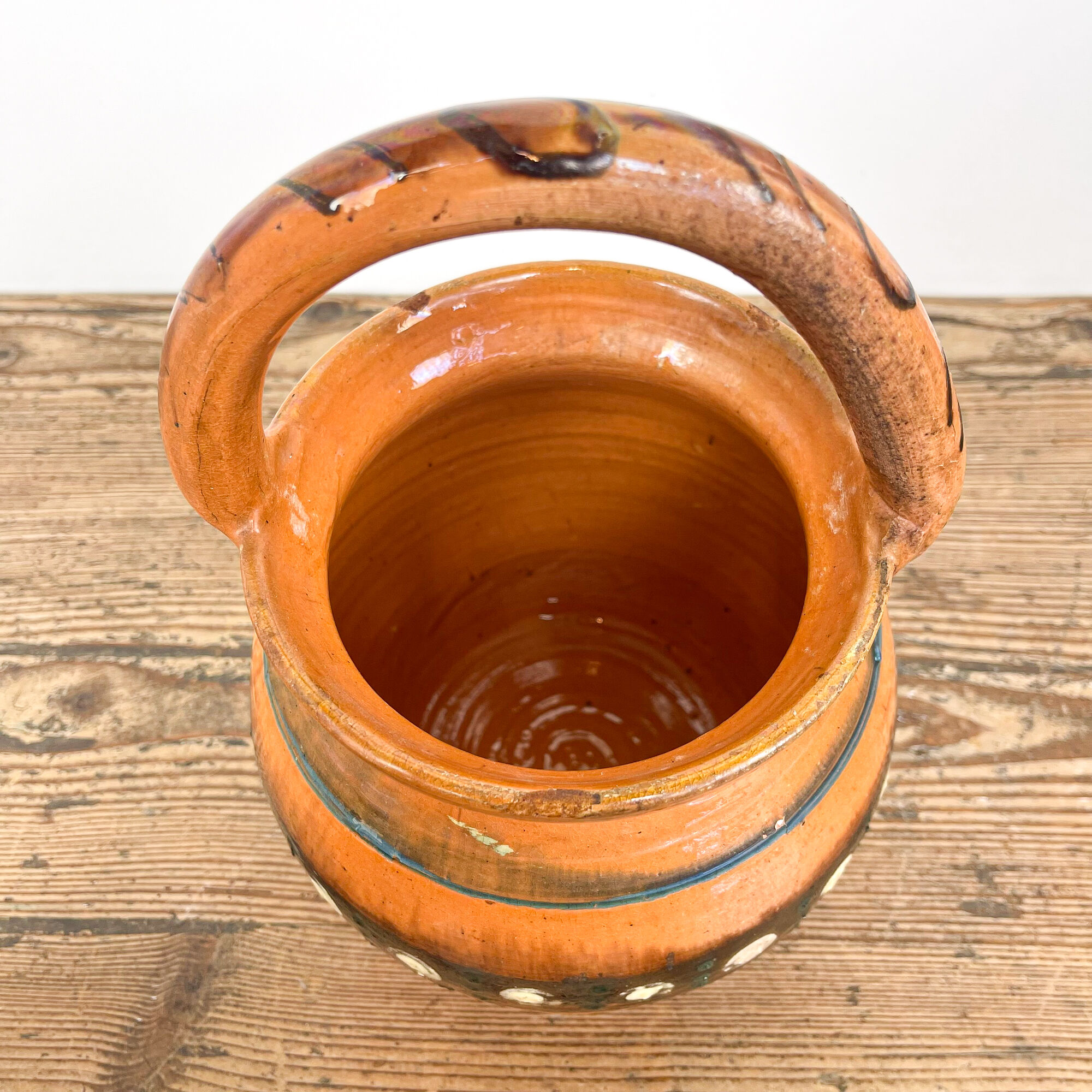 Glazed terracotta cooking pot 19th century orange