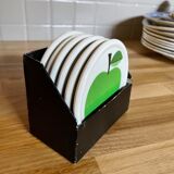 Set of 6 coasters Herrandiz Green Apple Vintage 1970