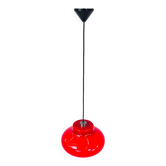 Vintage red glass pendant lamp, 1960s
