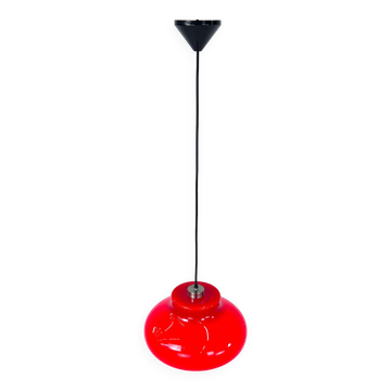 Suspension vintage en verre rouge, années 1960