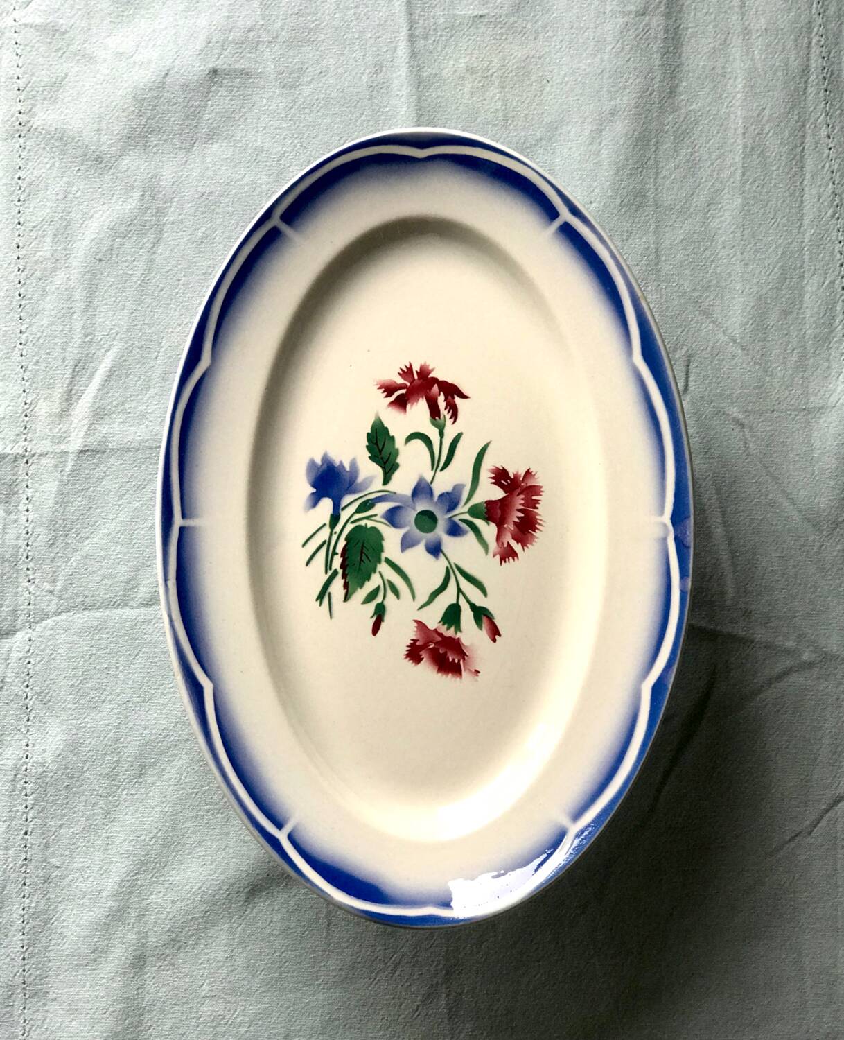 Oval serving dish Digoin Sarreguemines model Elorn