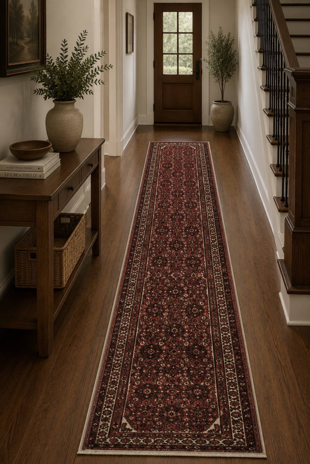 Wool Rugs Stair Runners, Red Arts Craft Runner Rug Handmade Oriental Carpet