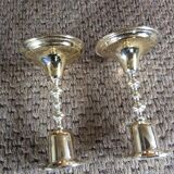 Pair of gold metal candle holders