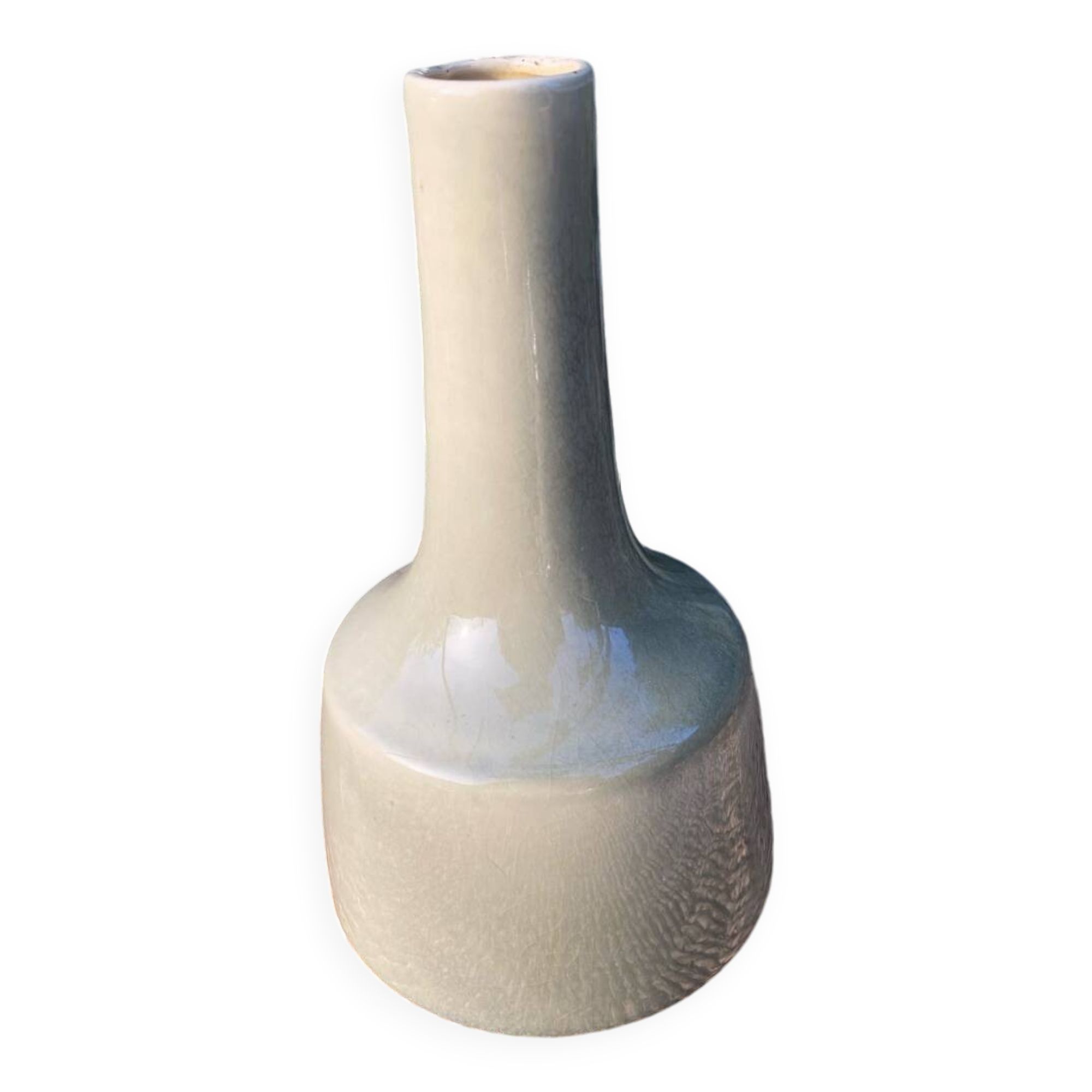 Signed water green glazed ceramic vase