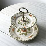 Hand-painted multi-storey display Sarreguemines - Venice model floral motif of the 70s TBE In