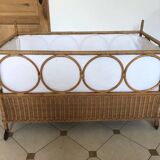 Vintage rattan baby bed