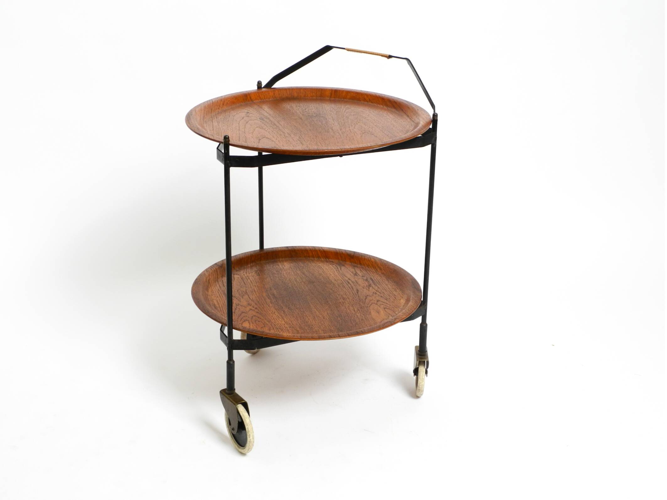 Folding Mid Century serving trolley with removable teak pagwood trays