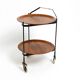 Folding Mid Century serving trolley with removable teak pagwood trays