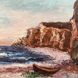 Tableau paysage mer et falaises