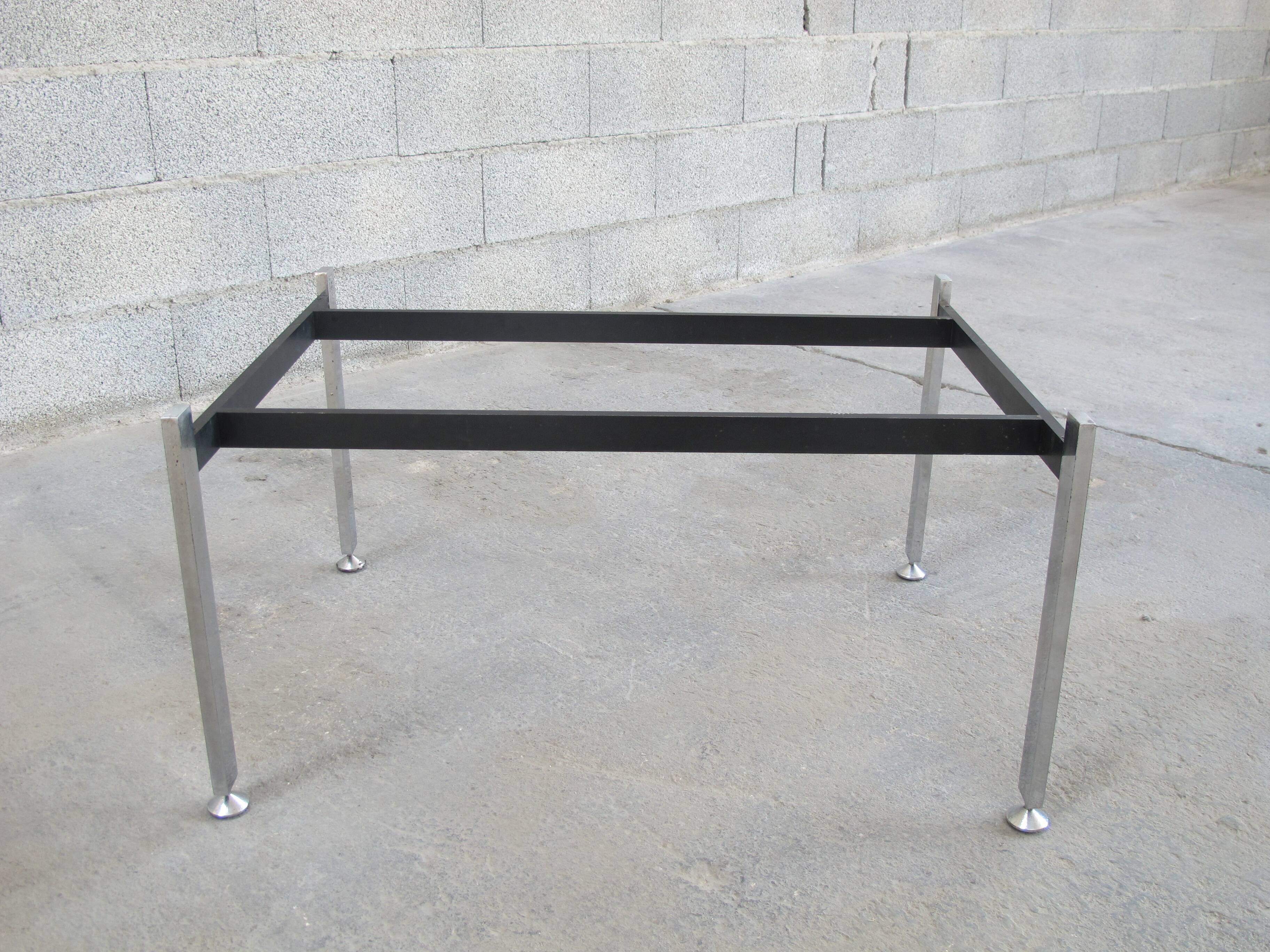 Coffee table chrome steel and slate