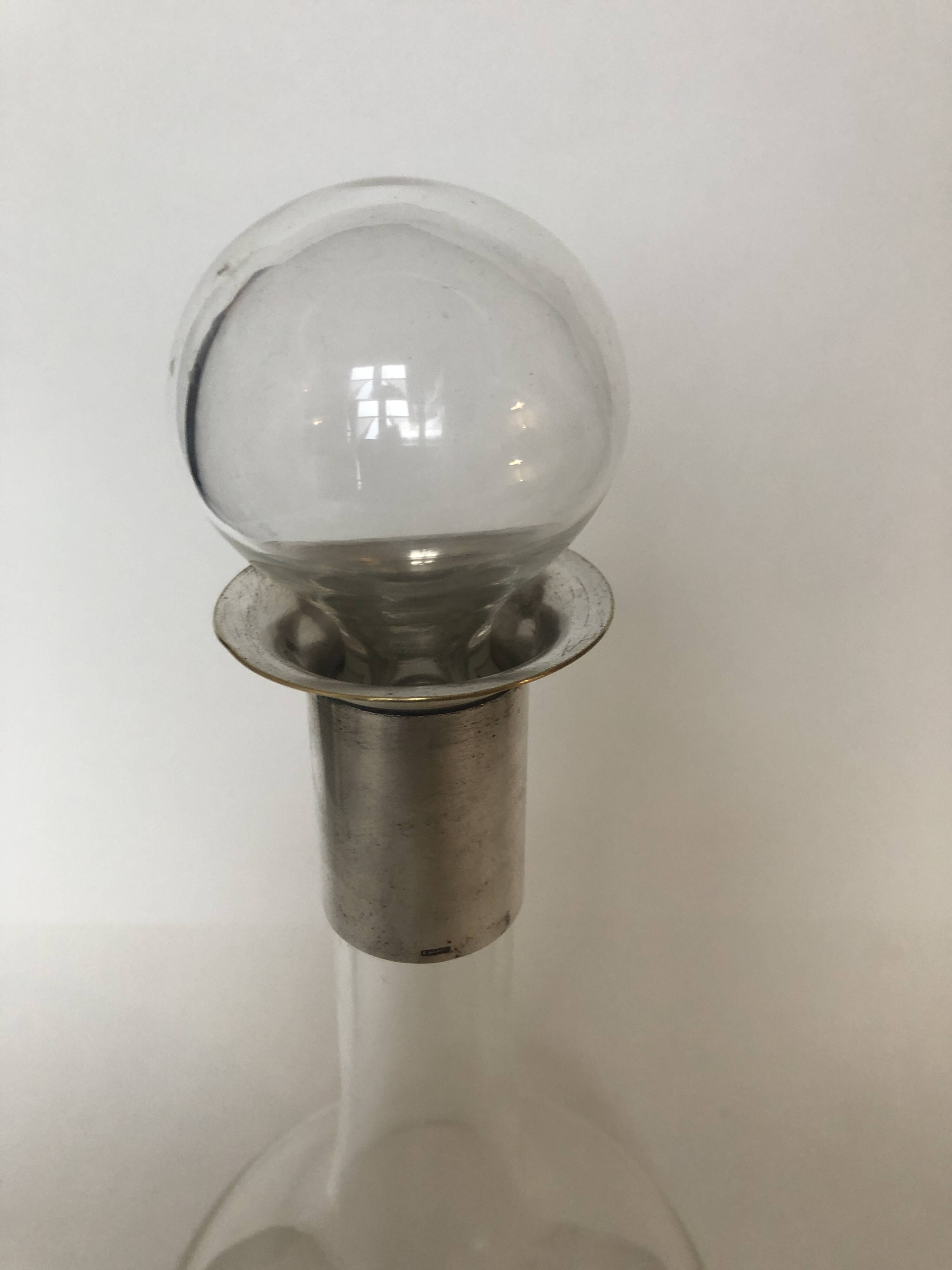 Silver-plated metal neck round carafe Saint Hilaire