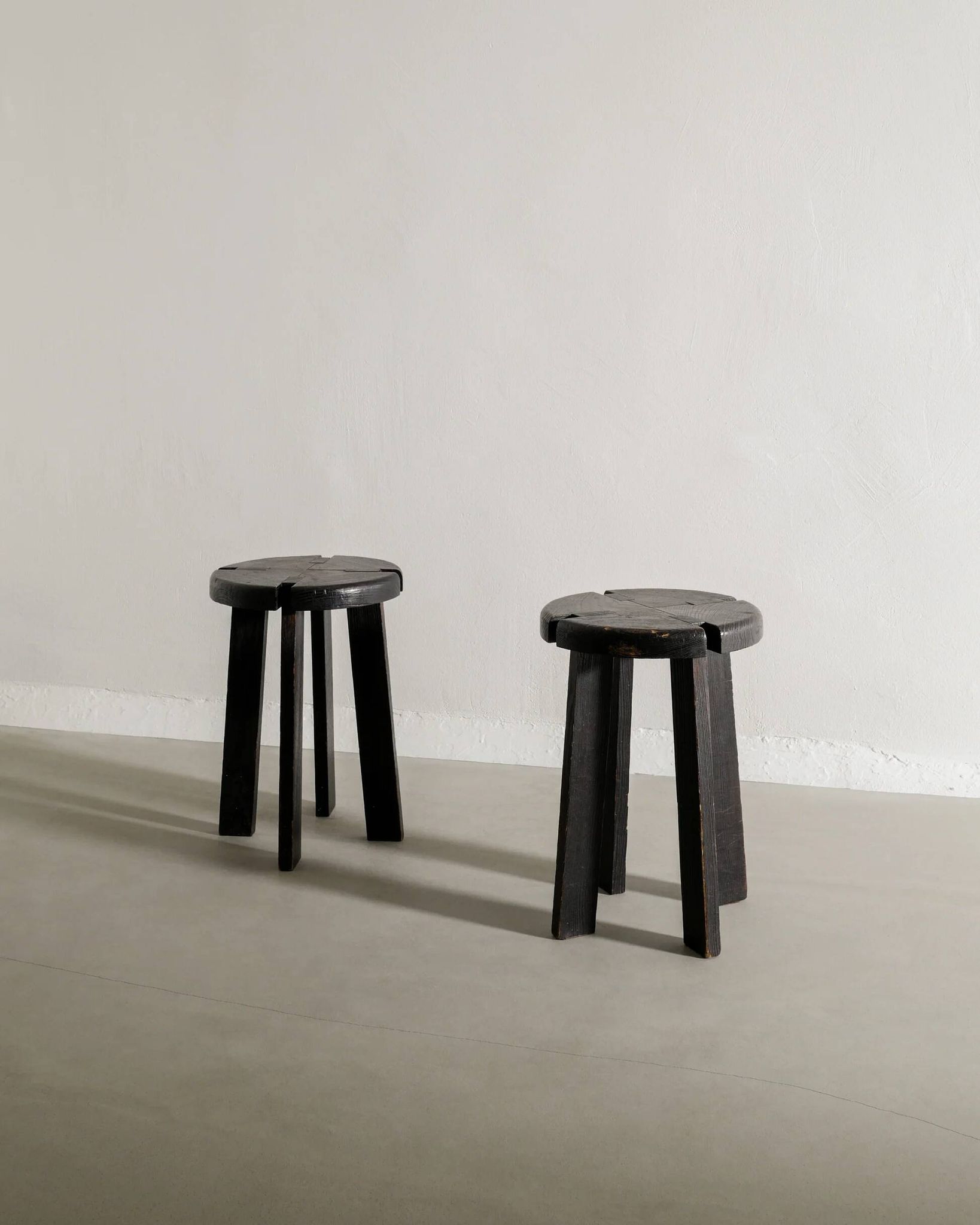French Mid Century Black Wooden Ebonized Cabin Dining Set, 1950s