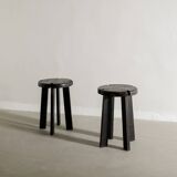 French Mid Century Black Wooden Ebonized Cabin Dining Set, 1950s