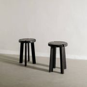 French Mid Century Black Wooden Ebonized Cabin Dining Set, 1950s