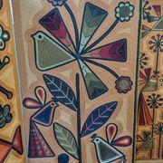 Screen decorated with wool threads, “Huichol” art, Sofia Ribeira, 124 cm
