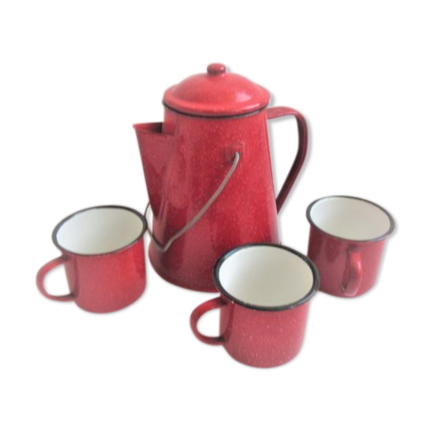 Red style wild west metal coffee maker and cup