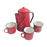 Red style wild west metal coffee maker and cup