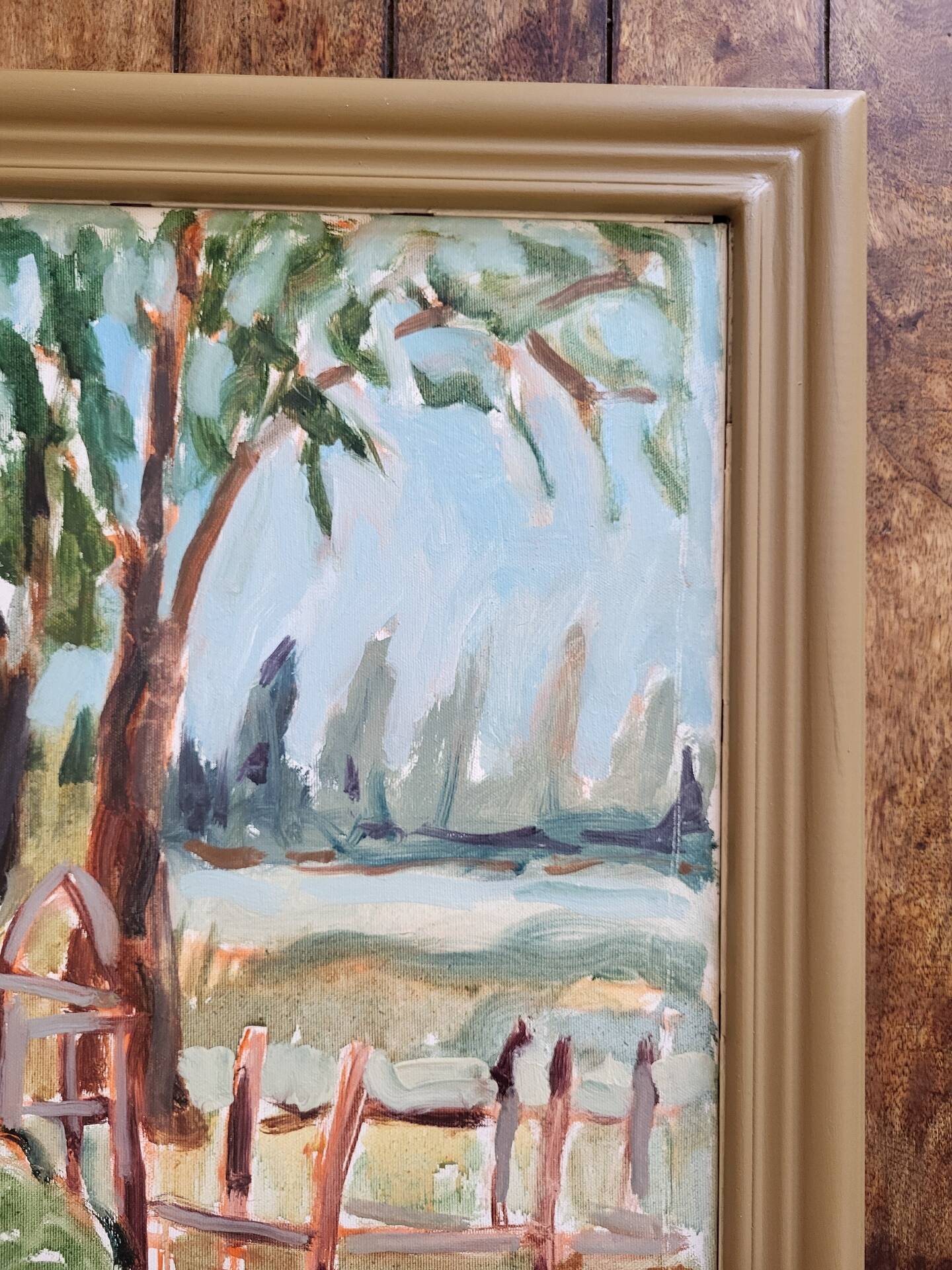 Vintage oil on canvas signed - Framed landscape of Vécétie