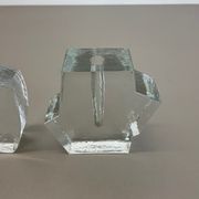 Set of 2 "brutalist" rock glass vases, germany 1970